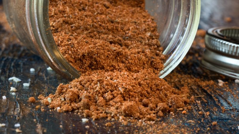 bbq dry rub in a glass container